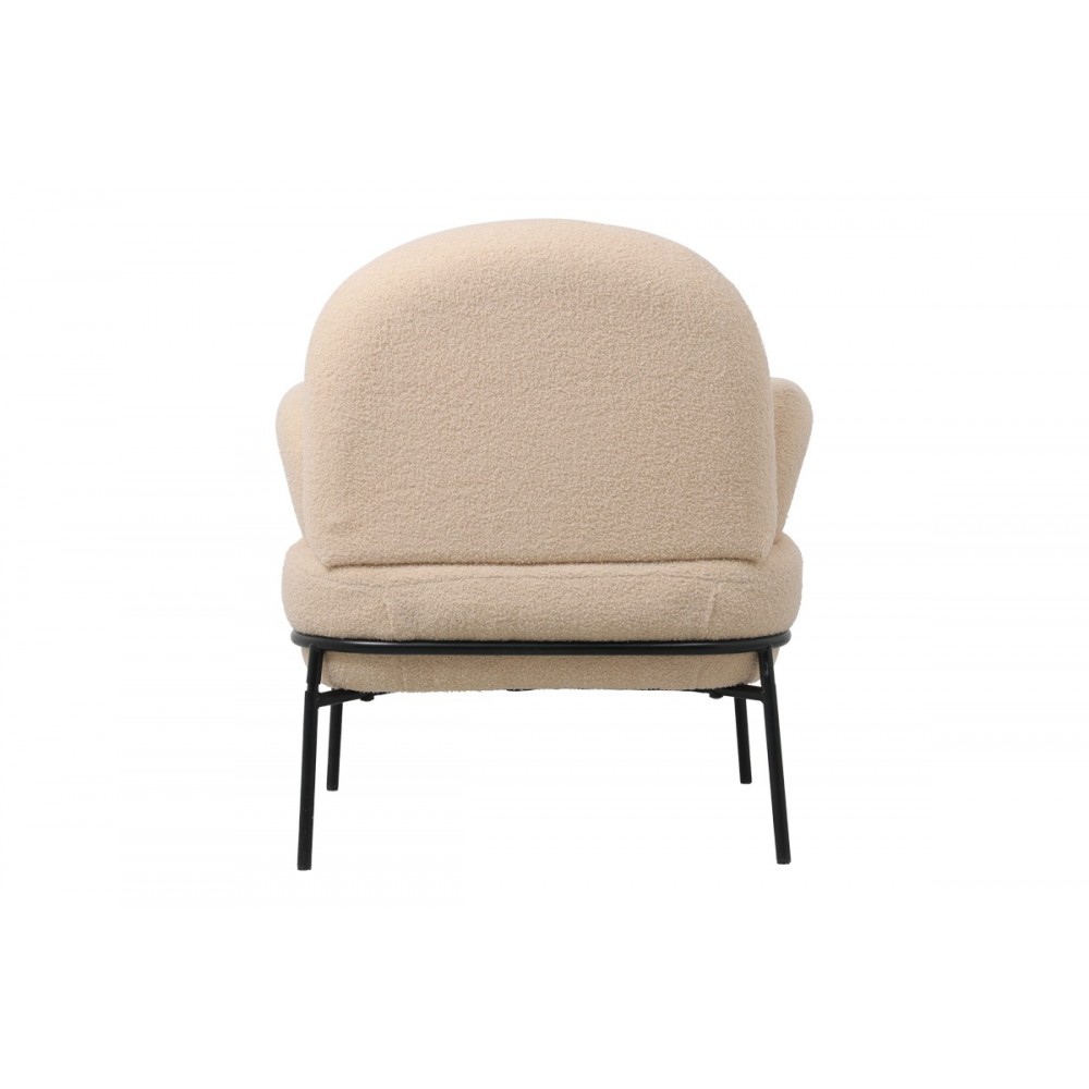 Πολυθρόνα "JAYCOB" από μπουκλέ ύφασμα/μέταλλο σε κρεμ/μαύρο χρώμα 74x71x83