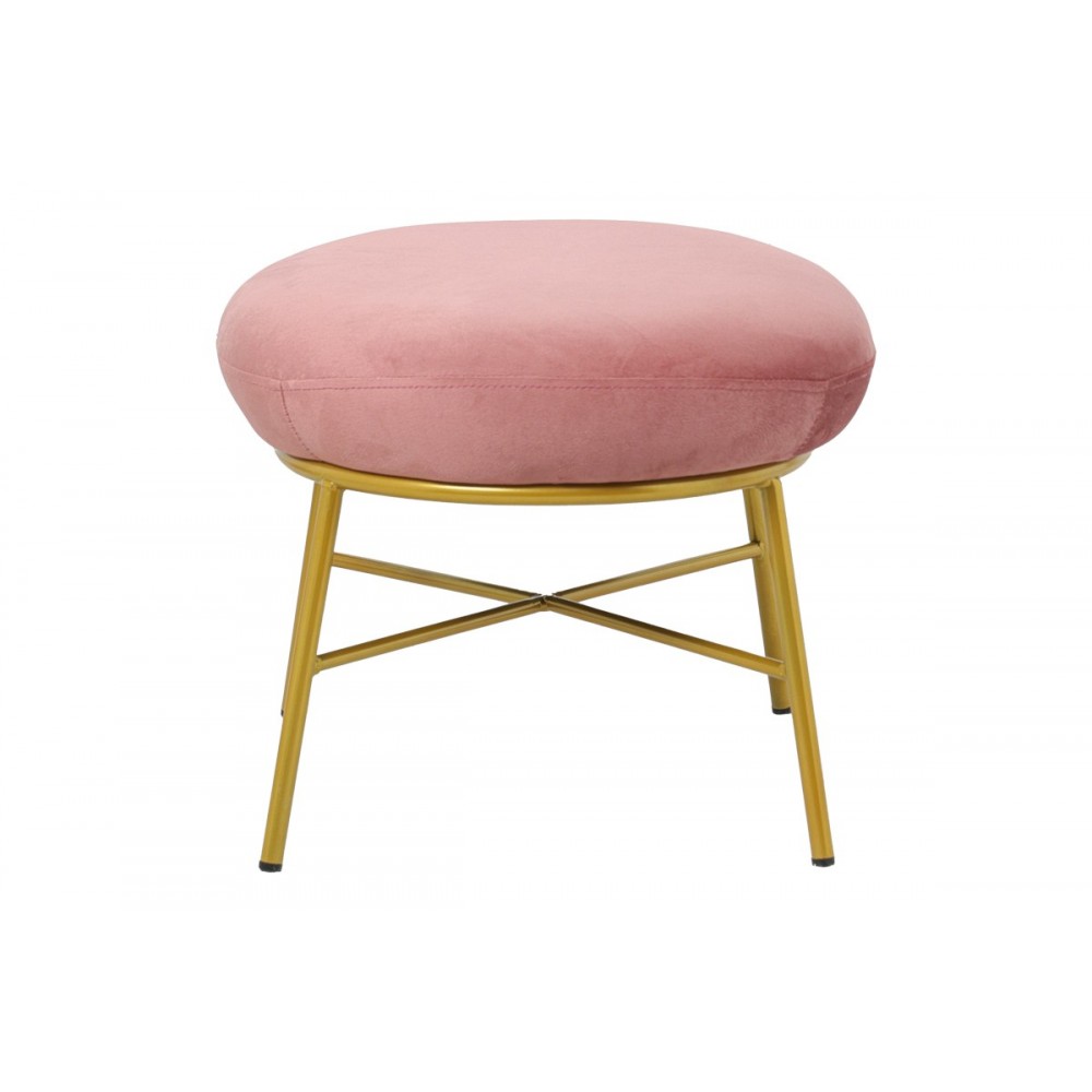 Σκαμπό "SUSANNA" από βελούδο/μέταλλο σε σάπιο μήλο/χρυσό χρώμα 56x47x40