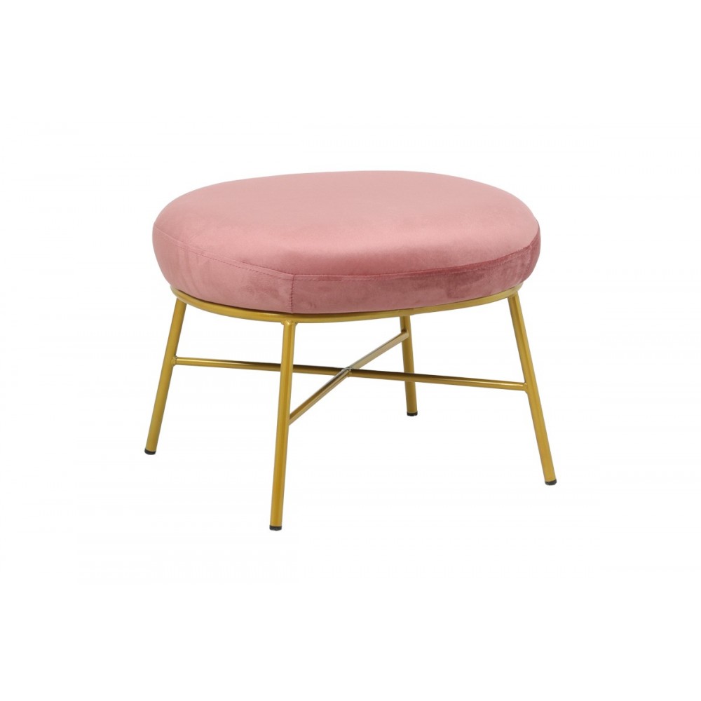 Σκαμπό "SUSANNA" από βελούδο/μέταλλο σε σάπιο μήλο/χρυσό χρώμα 56x47x40