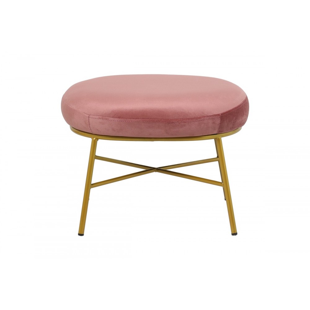 Σκαμπό "SUSANNA" από βελούδο/μέταλλο σε σάπιο μήλο/χρυσό χρώμα 56x47x40