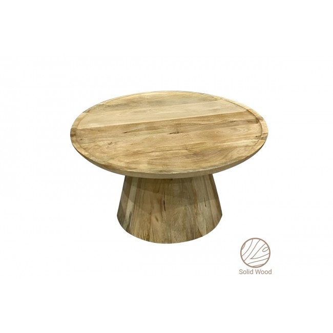 Tραπέζι σαλονιού "ALIKI" από ξύλο σε φυσικό χρώμα Φ90x40