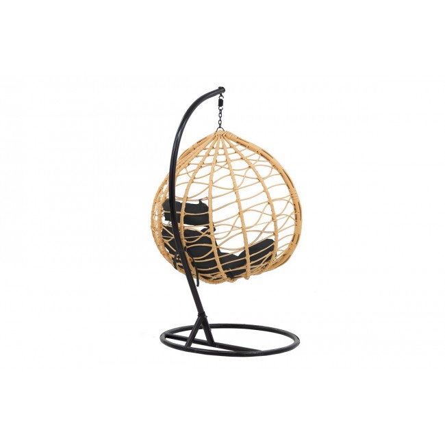 Κούνια "HUDSON" από μέταλλο/pp σε φυσικό/μαύρο χρώμα 109x119x195