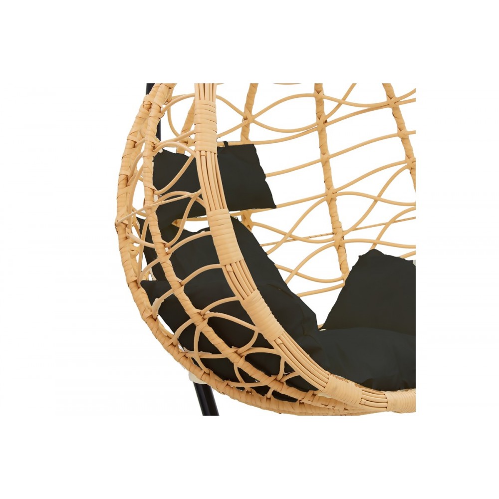 Κούνια "HUDSON" από μέταλλο/pp σε φυσικό/μαύρο χρώμα 109x119x195