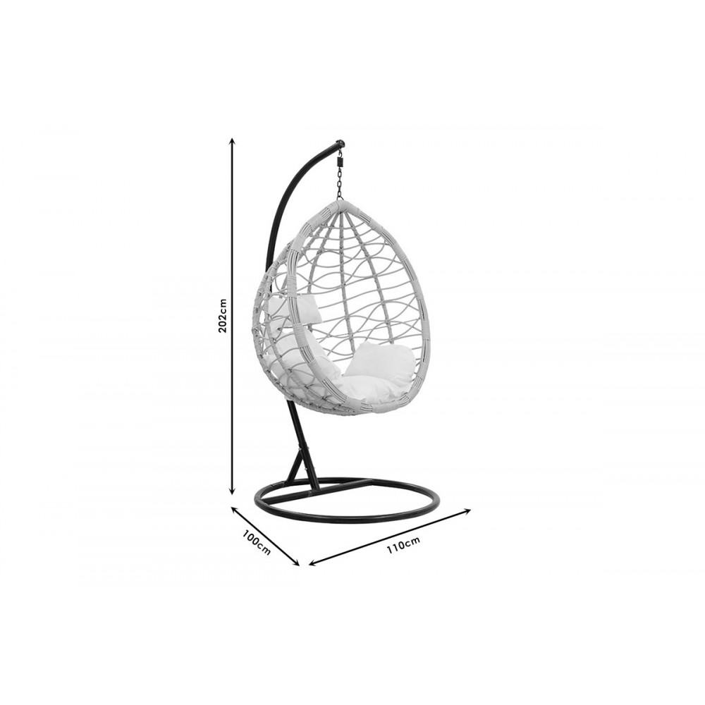 Κούνια "HUDSON" από μέταλλο/pp σε φυσικό/μαύρο χρώμα 109x119x195