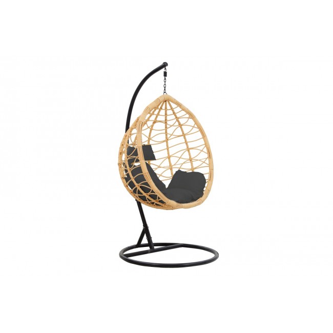 Κούνια "HUDSON" από μέταλλο/pp σε φυσικό/μαύρο χρώμα 109x119x195