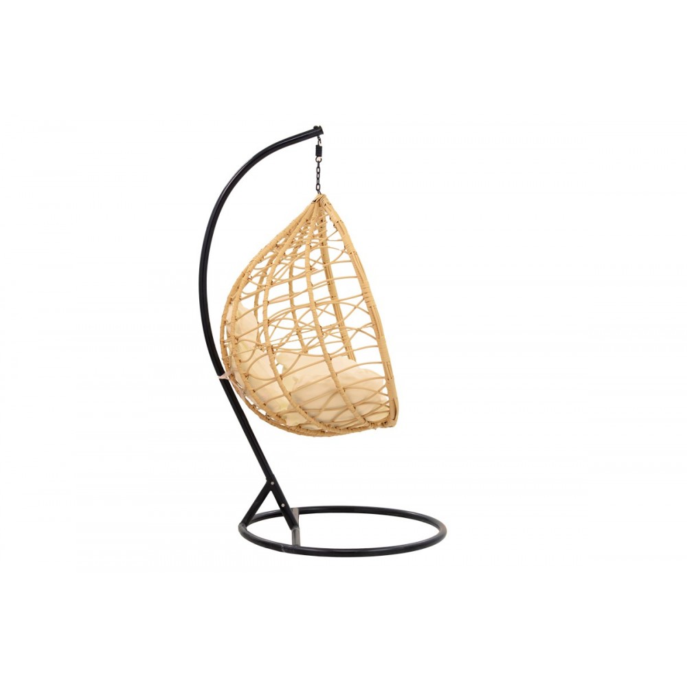 Κούνια "HUDSON" από μέταλλο/pp σε φυσικό/μαύρο χρώμα 109x119x195