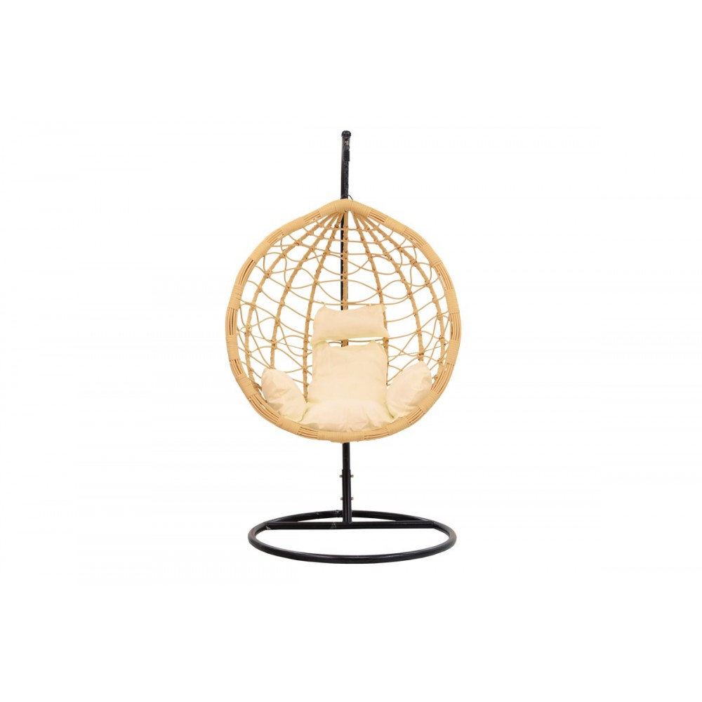 Κούνια "HUDSON" από μέταλλο/pp σε φυσικό/μαύρο χρώμα 109x119x195