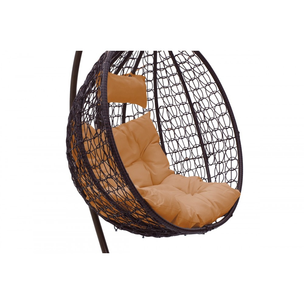 Κούνια "ZAFER" από μέταλλο/pp σε καφέ χρώμα 106x103x200