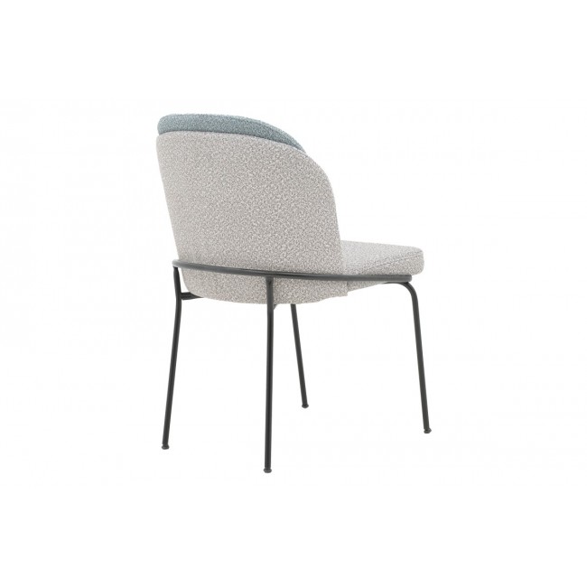 Καρέκλα "DORE" από μπουκλέ ύφασμα/μέταλλο σε γκρι/γαλάζιο χρώμα 50x47.5x82