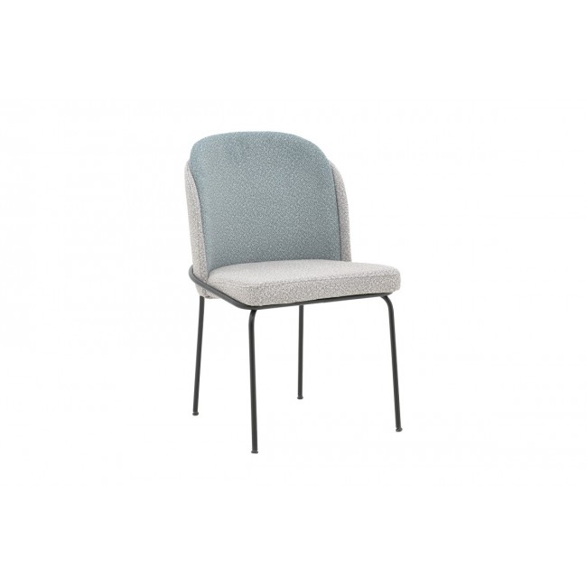 Καρέκλα "DORE" από μπουκλέ ύφασμα/μέταλλο σε γκρι/γαλάζιο χρώμα 50x47.5x82