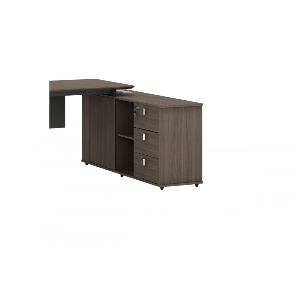 Γραφείο επαγγελματικό "DENITH" αναστρέψιμο σε ανθρακί/καρυδί χρώμα 200x160x75