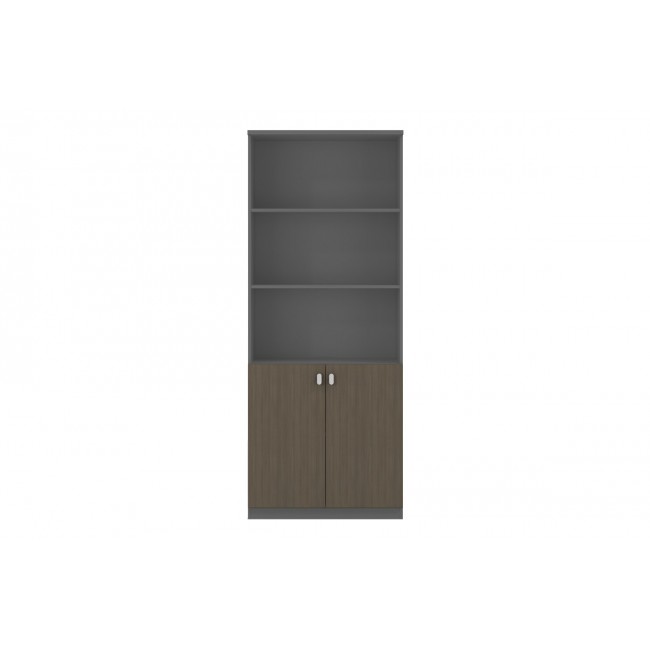 Βιβλιοθήκη γραφείου "DENITH" σε ανθρακί/καρυδί χρώμα 80x40x200