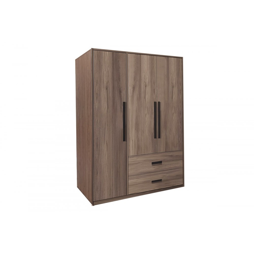 Ντουλάπα τρίφυλλη "EDRITTE" σε ανοιχτό καρυδί χρώμα 120x52x195