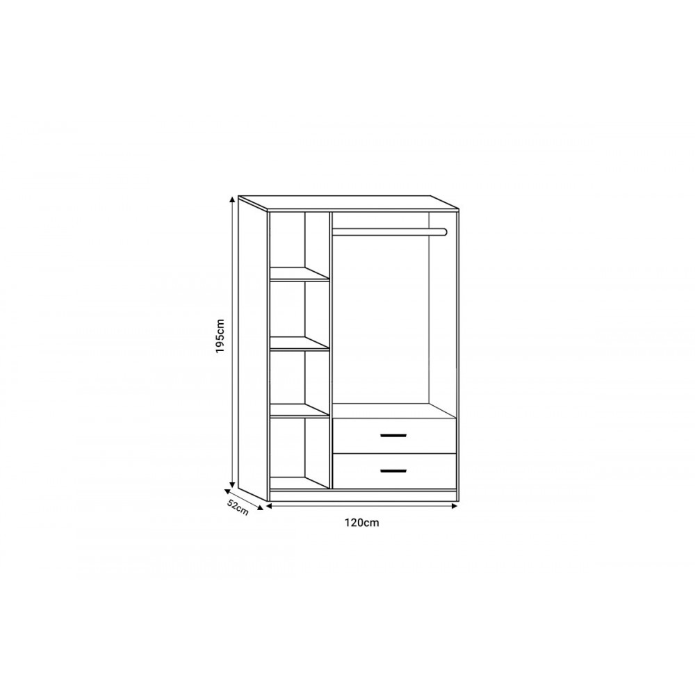 Ντουλάπα τρίφυλλη "EDRITTE" σε ανοιχτό καρυδί χρώμα 120x52x195