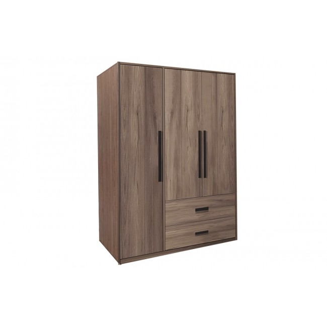 Ντουλάπα τρίφυλλη "EDRITTE" σε ανοιχτό καρυδί χρώμα 120x52x195