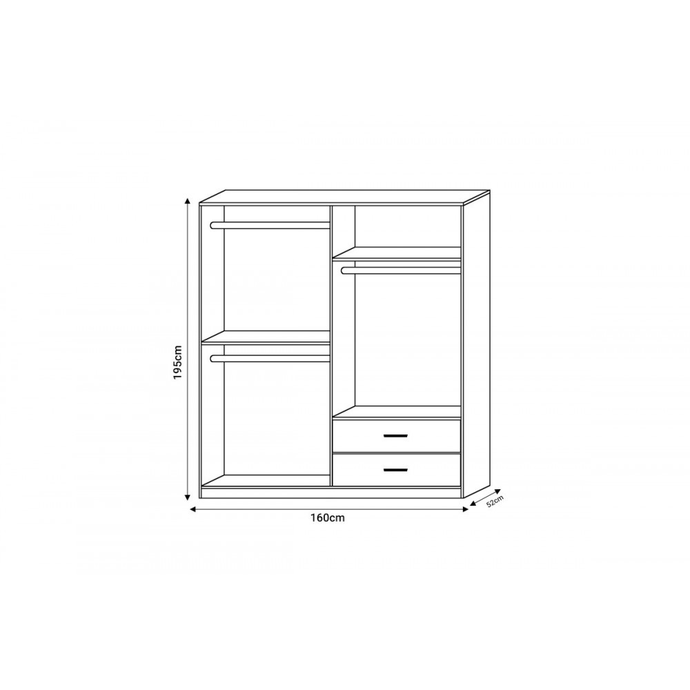 Ντουλάπα τετράφυλλη "EDRITTE" σε ανοιχτό καρυδί χρώμα 160x52x195