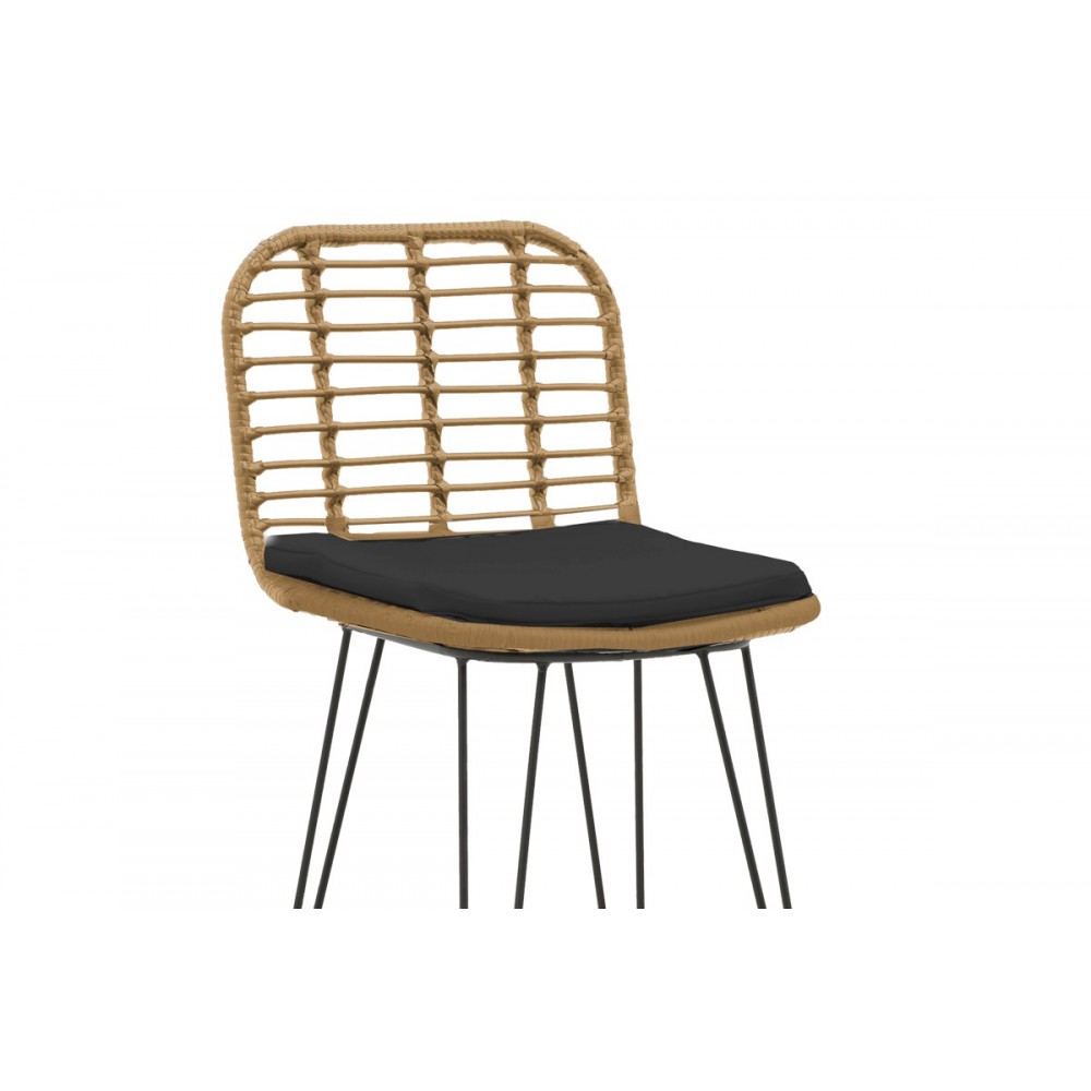 Σκαμπό μπαρ "NAOKI" από pe/μέταλλο σε φυσικό/μαύρο χρώμα 45x51x107