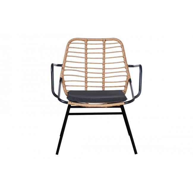 Πολυθρόνα κήπου "NAOKI" από pe/μέταλλο σε φυσικό/μαύρο χρώμα 58x63x81