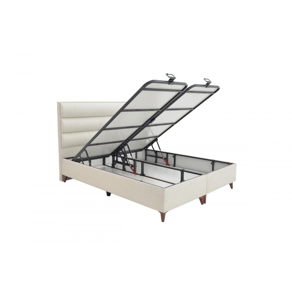 Κρεβάτι διπλό "LUXE" από ύφασμα σε κρεμ χρώμα 160x200