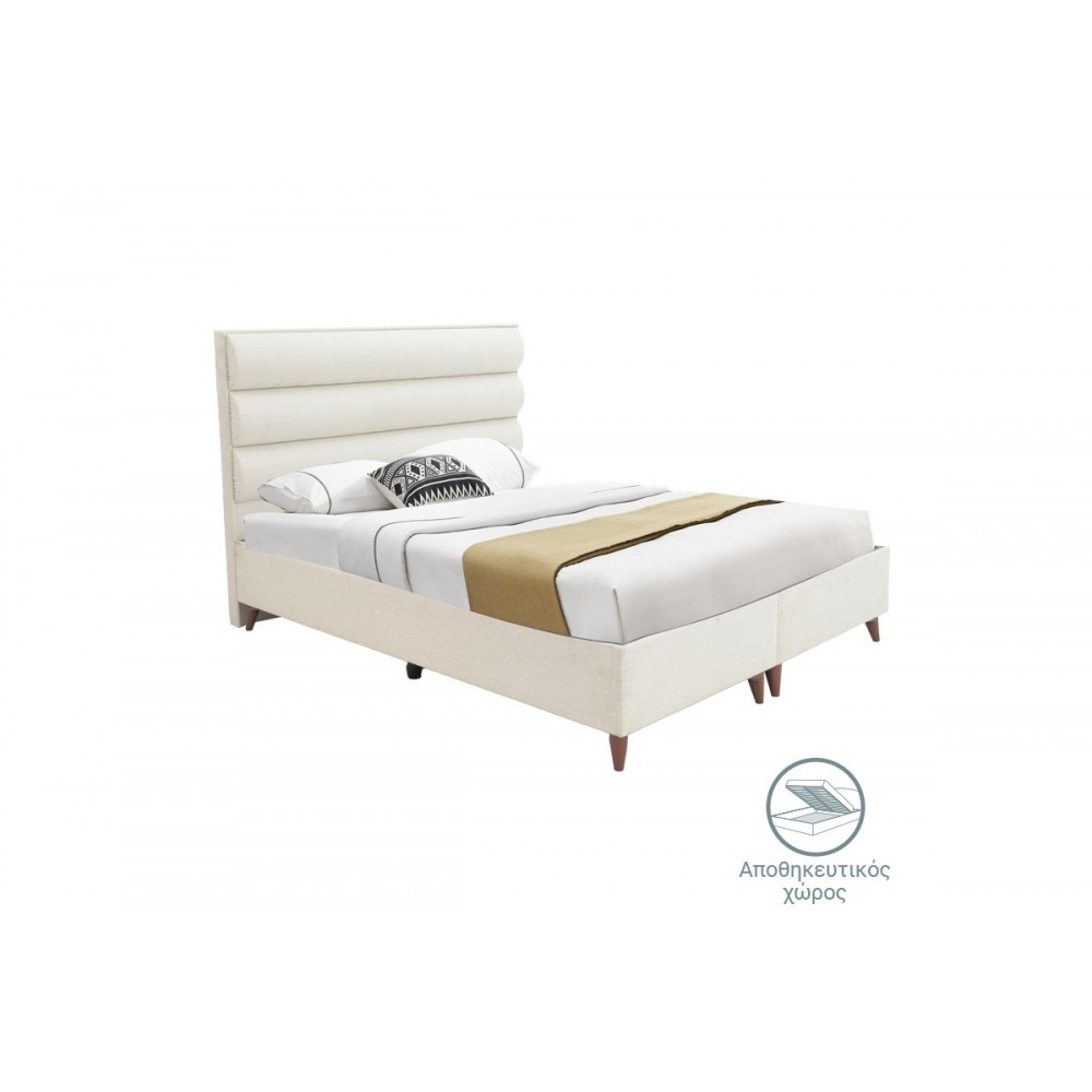 Κρεβάτι διπλό "LUXE" από ύφασμα σε κρεμ χρώμα 160x200