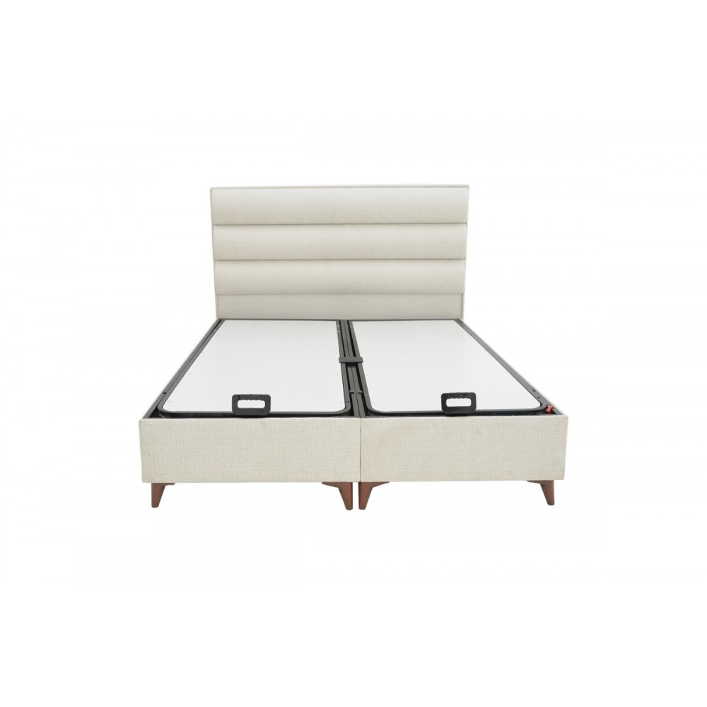 Κρεβάτι διπλό "LUXE" από ύφασμα σε κρεμ χρώμα 160x200