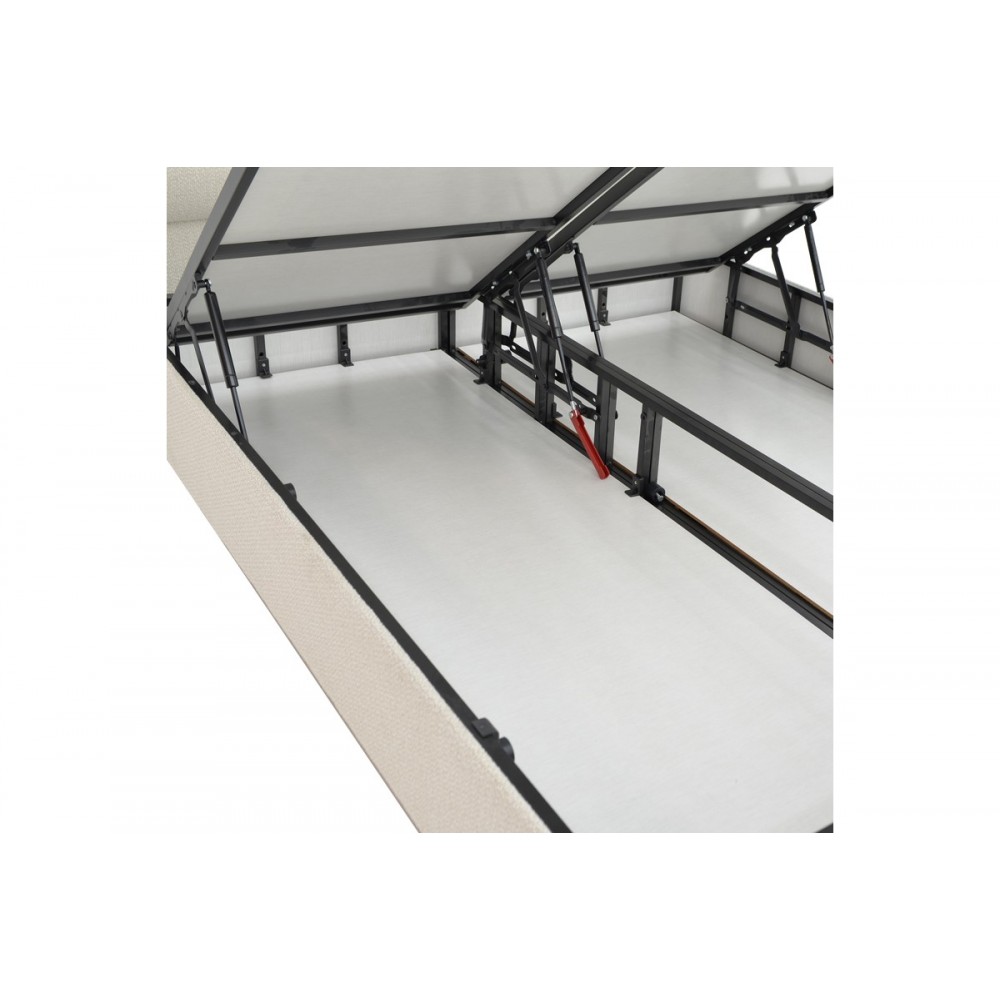 Κρεβάτι διπλό "LUXE" από ύφασμα σε κρεμ χρώμα 160x200