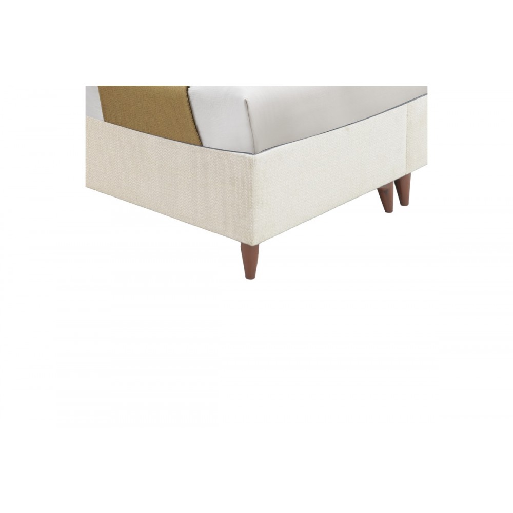 Κρεβάτι διπλό "LUXE" από ύφασμα σε κρεμ χρώμα 160x200