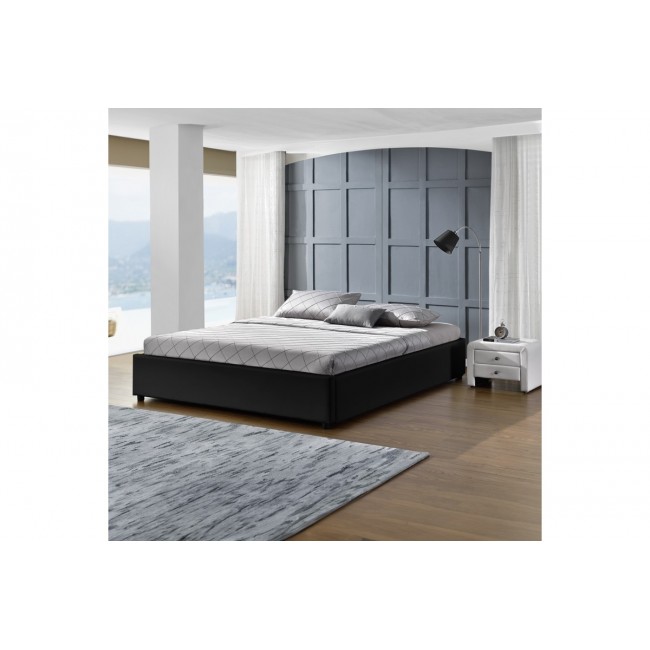 Κρεβάτι διπλό "CIRCE" από pu σε μαύρο χρώμα 150x200