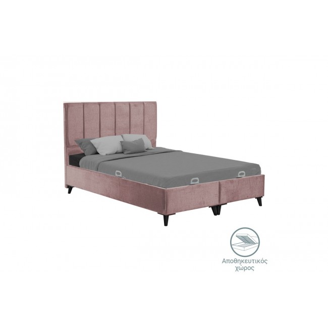 Κρεβάτι διπλό "DREAMLAND" από ύφασμα σε χρώμα σάπιο μήλο 160x200