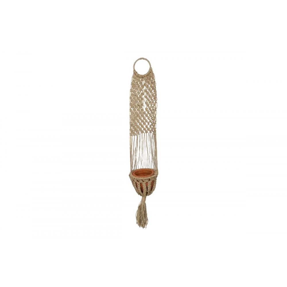 Κρεμαστή γλάστρα "ANERIAL" από γιούτα σε φυσικό χρώμα Φ23x135