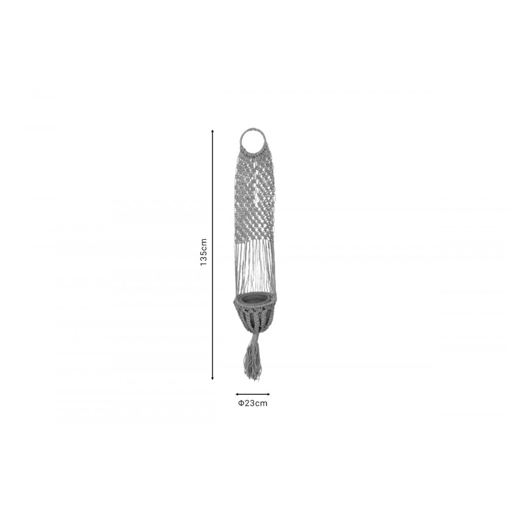 Κρεμαστή γλάστρα "ANERIAL" από γιούτα σε φυσικό χρώμα Φ23x135