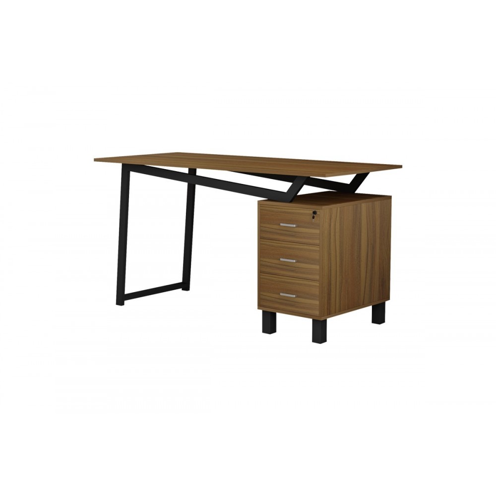 Γραφείο εργασίας "PROSPER" σε καρυδί/μαύρο χρώμα 140x60x76