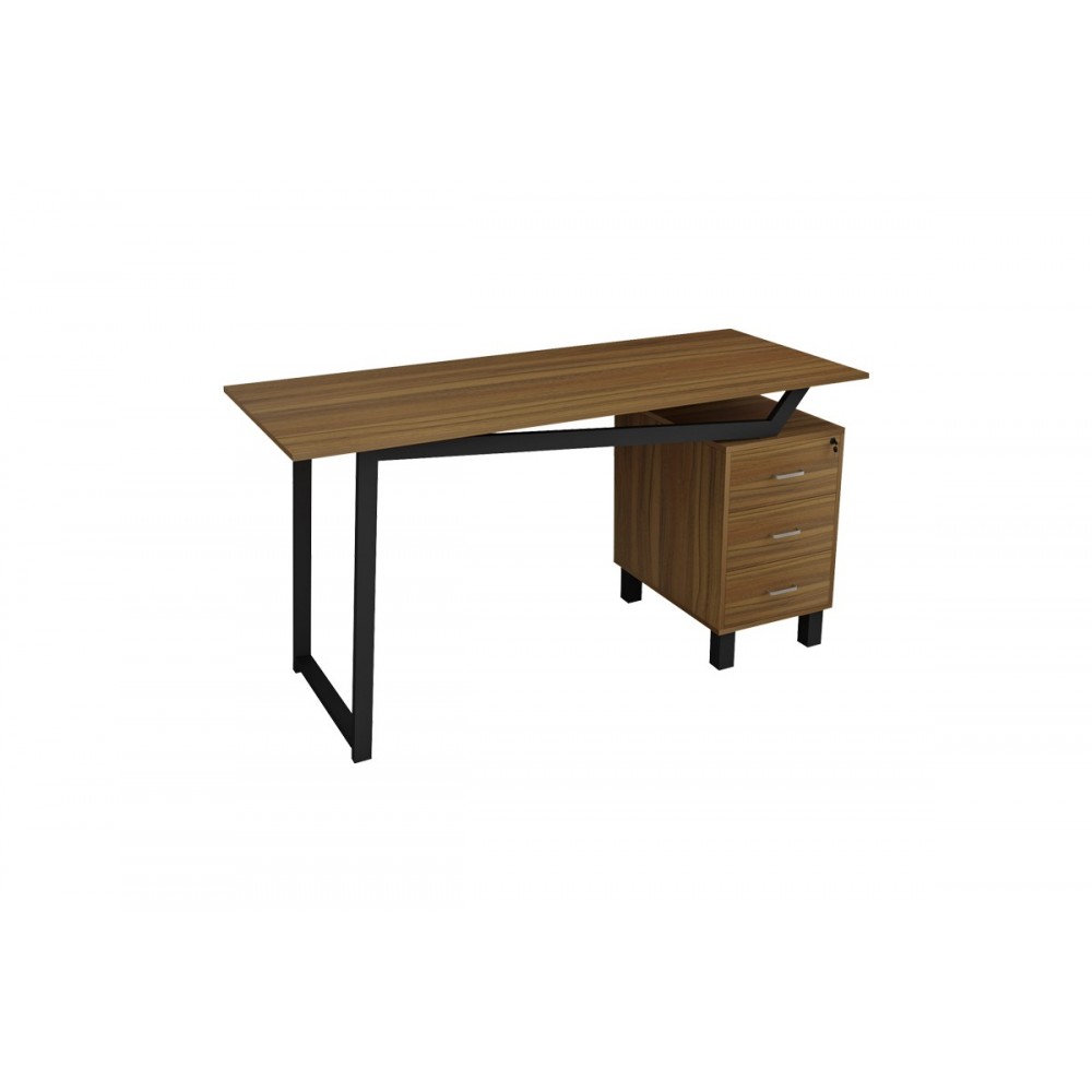 Γραφείο εργασίας "PROSPER" σε καρυδί/μαύρο χρώμα 140x60x76