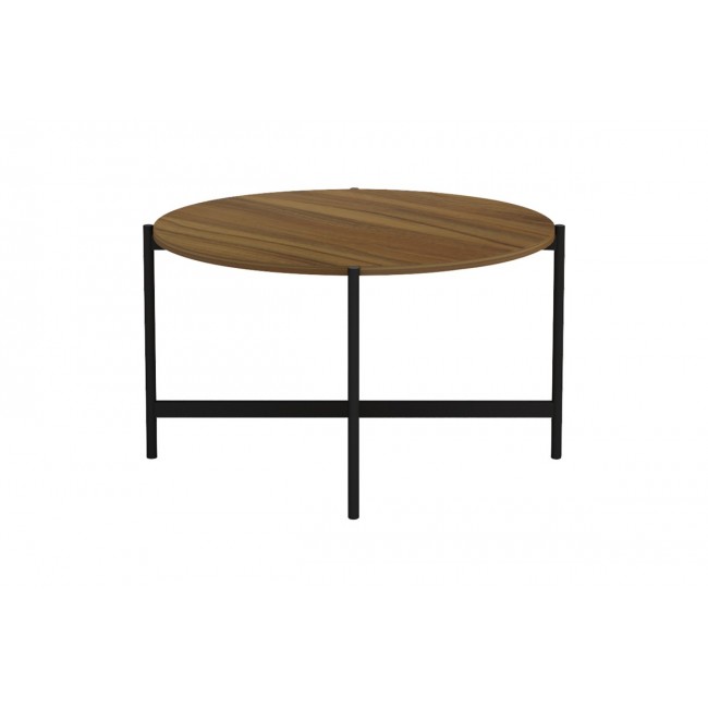 Τραπέζι σαλονιού "AISLE" από μέταλλο σε καρυδί/μαύρο χρώμα Φ80x45