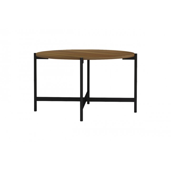 Τραπέζι σαλονιού "AISLE" από μέταλλο σε καρυδί/μαύρο χρώμα Φ80x45