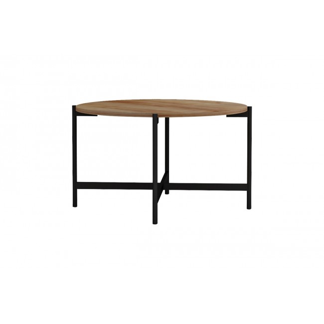 Τραπέζι σαλονιού "AISLE" από μέταλλο σε φυσικό/μαύρο χρώμα Φ80x45