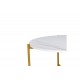 Τραπέζι σαλονιού "AISLE" από μέταλλο σε λευκό μαρμάρου/χρυσό χρώμα Φ80x45