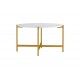 Τραπέζι σαλονιού "AISLE" από μέταλλο σε λευκό μαρμάρου/χρυσό χρώμα Φ80x45
