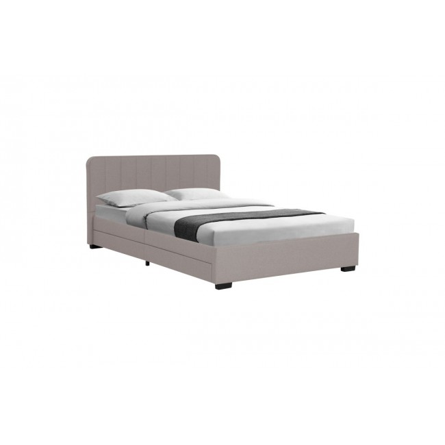 Κρεβάτι διπλό "VELOTY" από ύφασμα σε μπεζ χρώμα 150x200