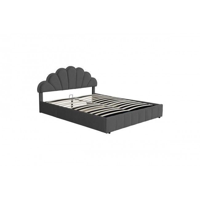 Κρεβάτι διπλό "WARDIE" από βελούδο σε ανθρακί χρώμα 160x200