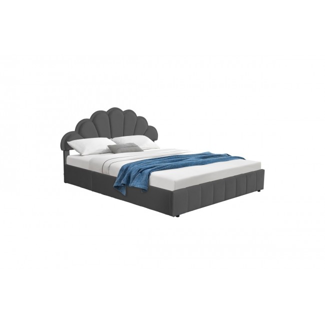 Κρεβάτι διπλό "WARDIE" από βελούδο σε ανθρακί χρώμα 160x200