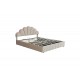 Κρεβάτι διπλό "WARDIE" από βελούδο σε μπεζ χρώμα 160x200