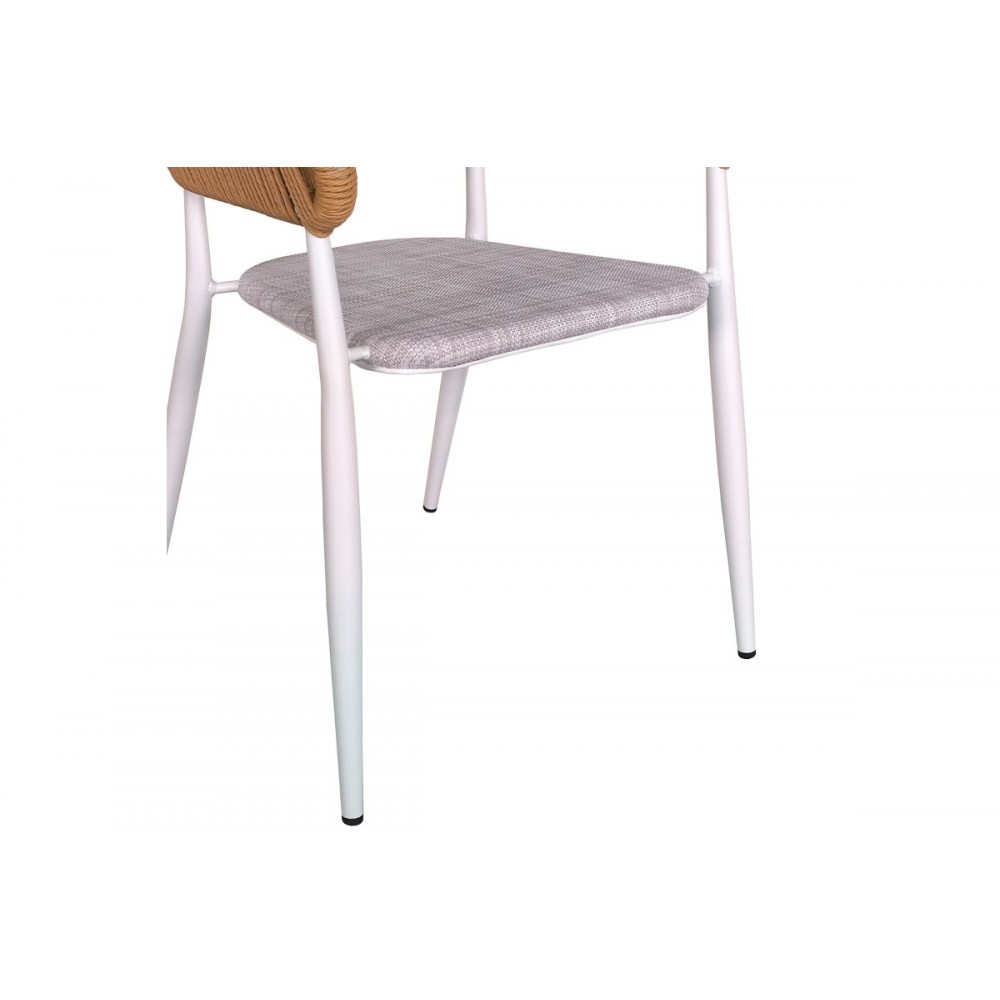 Πολυθρόνα "RAVEN" από textilene/rattan σε λευκό/φυσικό χρώμα 57x62x78