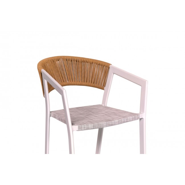 Σκαμπό μπαρ "PHOENIX" από textilene/rattan σε λευκό/φυσικό χρώμα 53x58x103