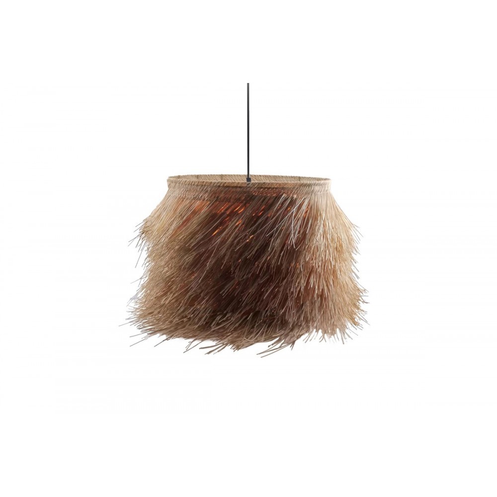 Φωτιστικό οροφής μονόφωτο "HAIRY" από rattan σε φυσικό χρώμα Φ70x188
