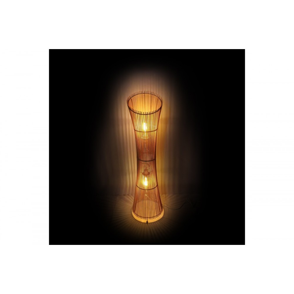 Φωτιστικό δαπέδου δίφωτο 'GION" από μπαμπού σε φυσικό χρώμα Φ29.5x118