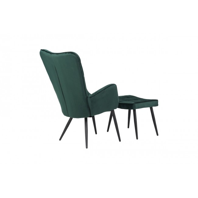 Πολυθρόνα με υποπόδιο "DORITA" από βελούδο/μέταλλο σε κυπαρισσί/μαύρο χρώμα 68.5x76x103