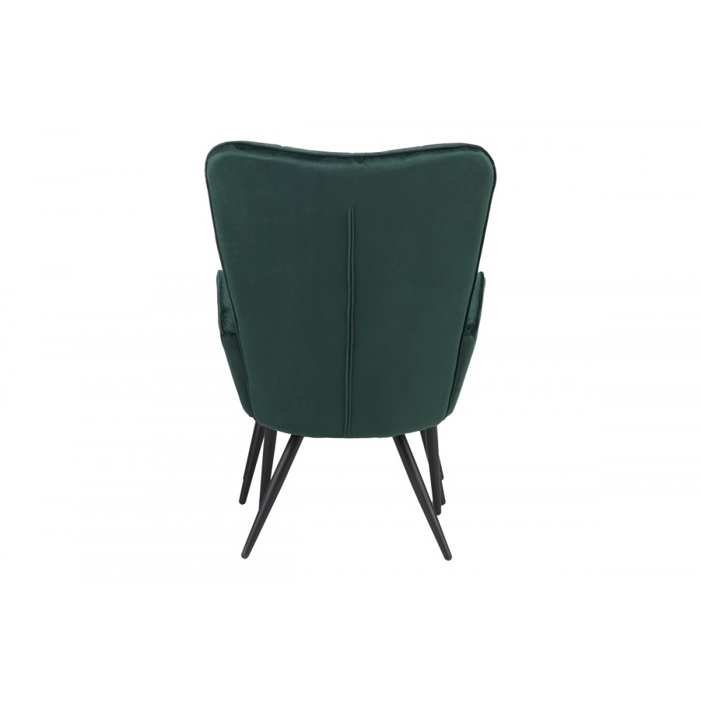 Πολυθρόνα με υποπόδιο "DORITA" από βελούδο/μέταλλο σε κυπαρισσί/μαύρο χρώμα 68.5x76x103