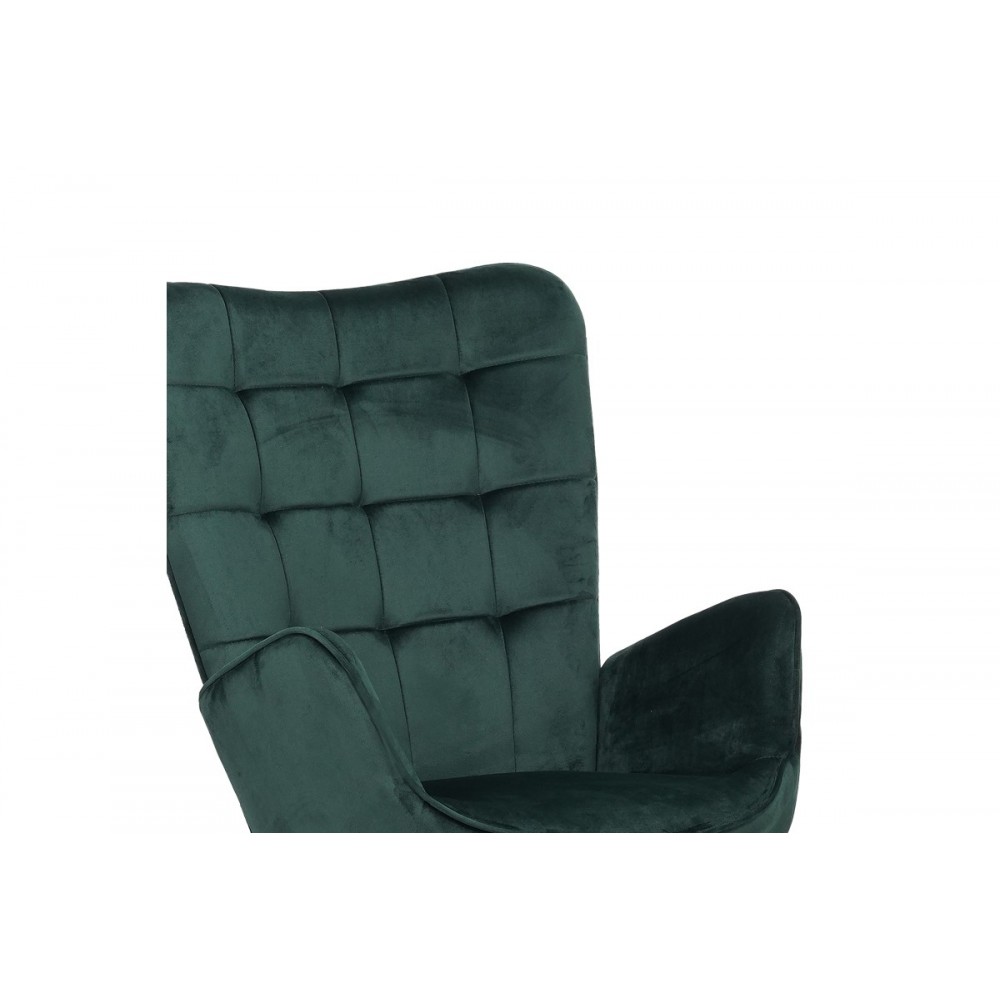 Πολυθρόνα με υποπόδιο "DORITA" από βελούδο/μέταλλο σε κυπαρισσί/μαύρο χρώμα 68.5x76x103