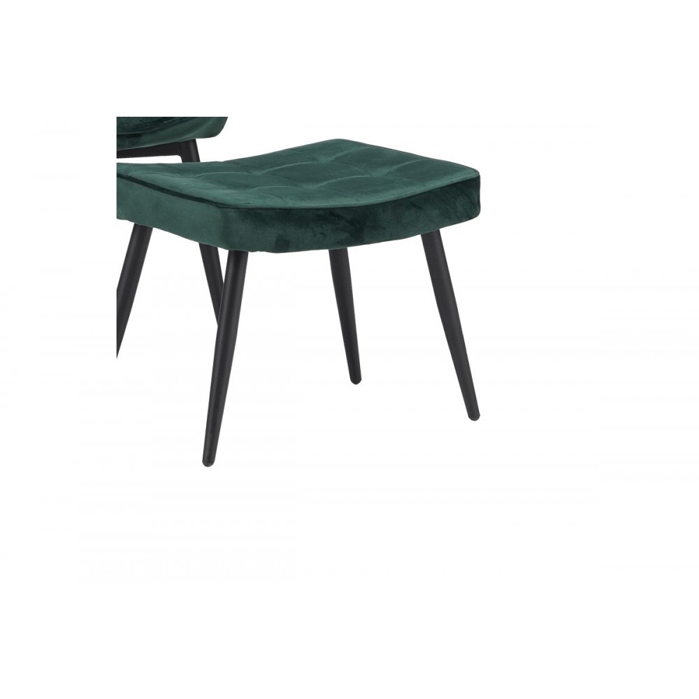 Πολυθρόνα με υποπόδιο "DORITA" από βελούδο/μέταλλο σε κυπαρισσί/μαύρο χρώμα 68.5x76x103